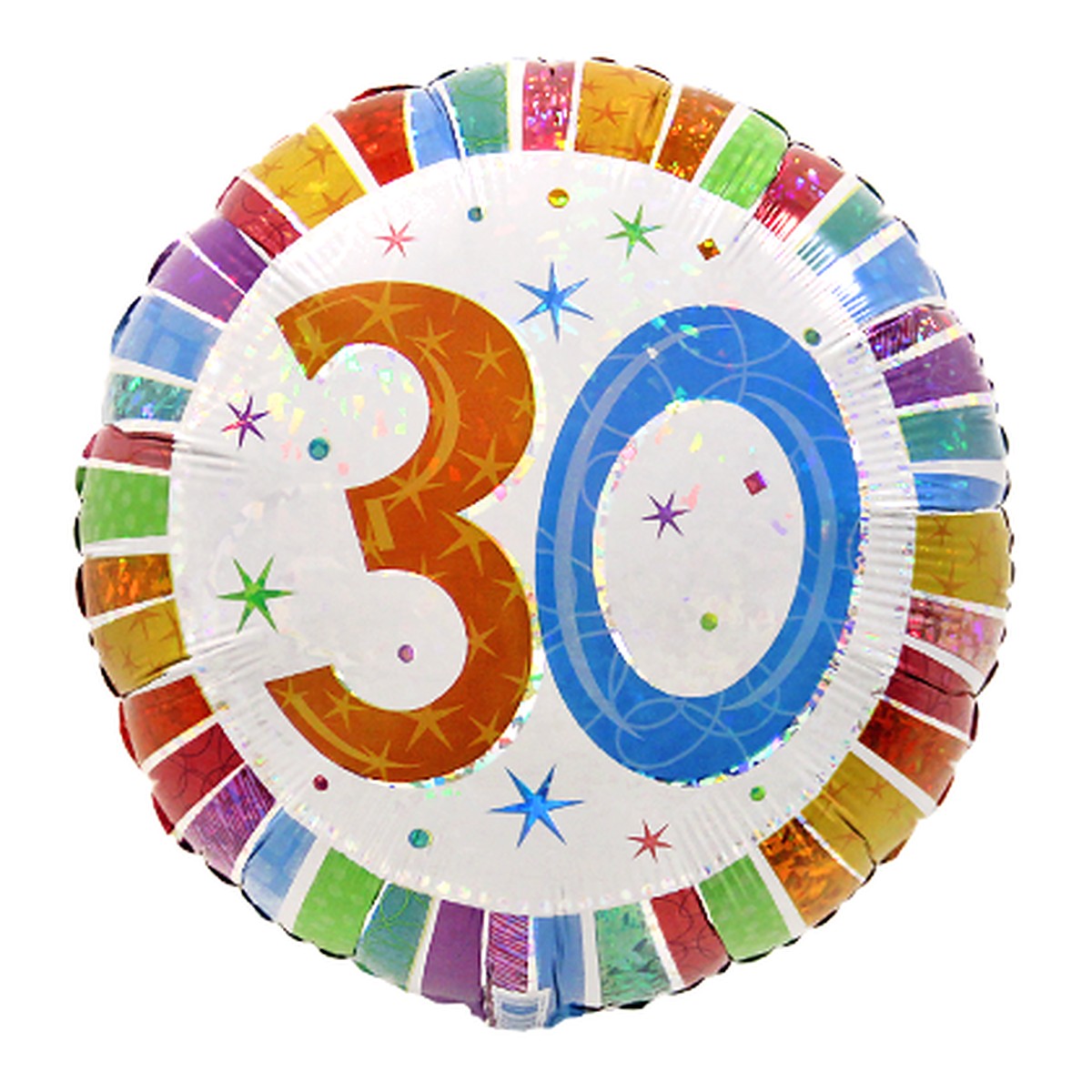 30. Geburtstag Folienballon farbig – Grösse: Midi · ungefüllt