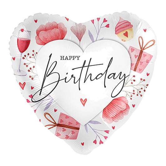 Happy Birthday Herz Folienballon – Grösse: Midi · ungefüllt