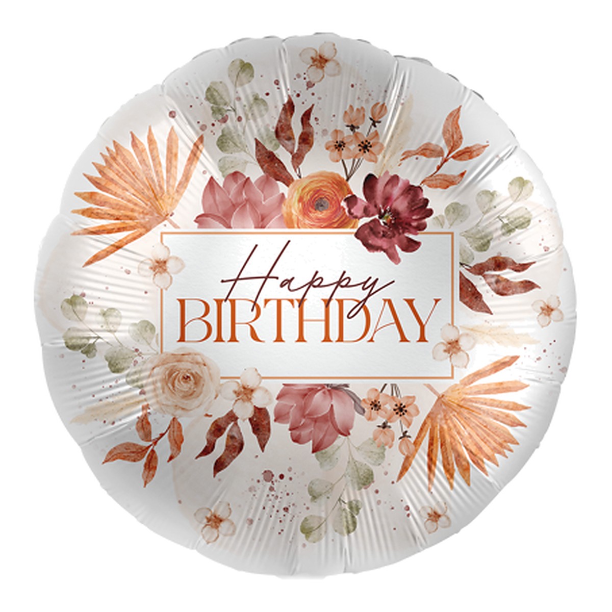 Happy Birthday Flowers Folienballon – Grösse: Midi · ungefüllt