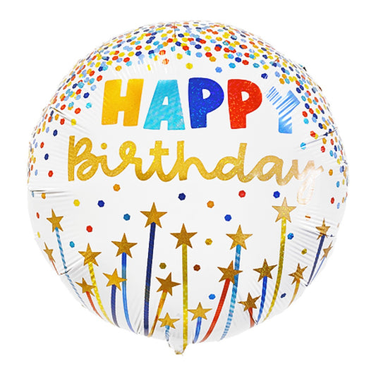 Birthday Stars & Confetti Folienballon – Grösse: Midi · ungefüllt