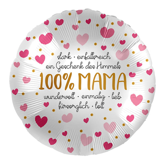 100% Mama Folienballon – Grösse: Midi · ungefüllt
