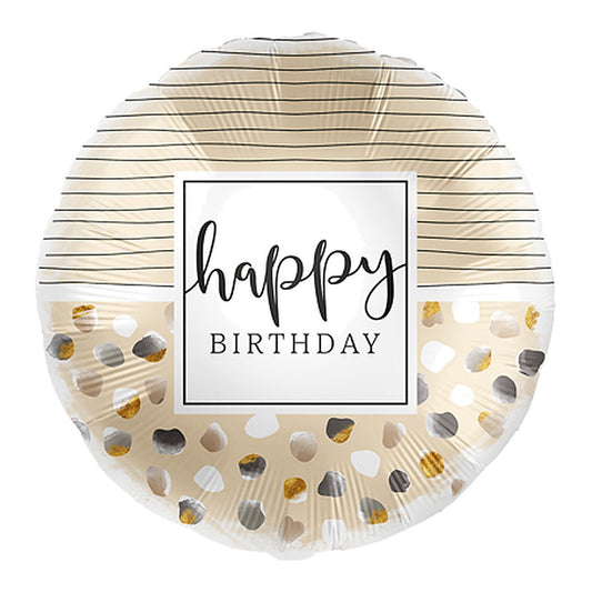 Birthday Naturale Dots Folienballon – Grösse: Midi · ungefüllt
