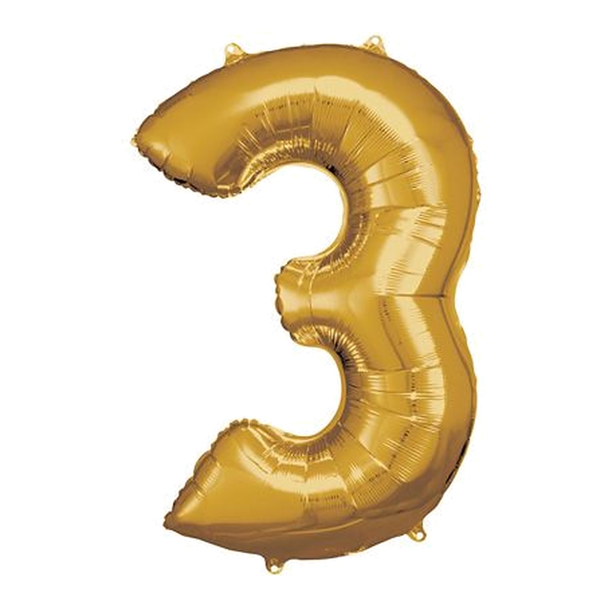 Zahlenballon Gold 0–9 (86 cm) – Zahl 3