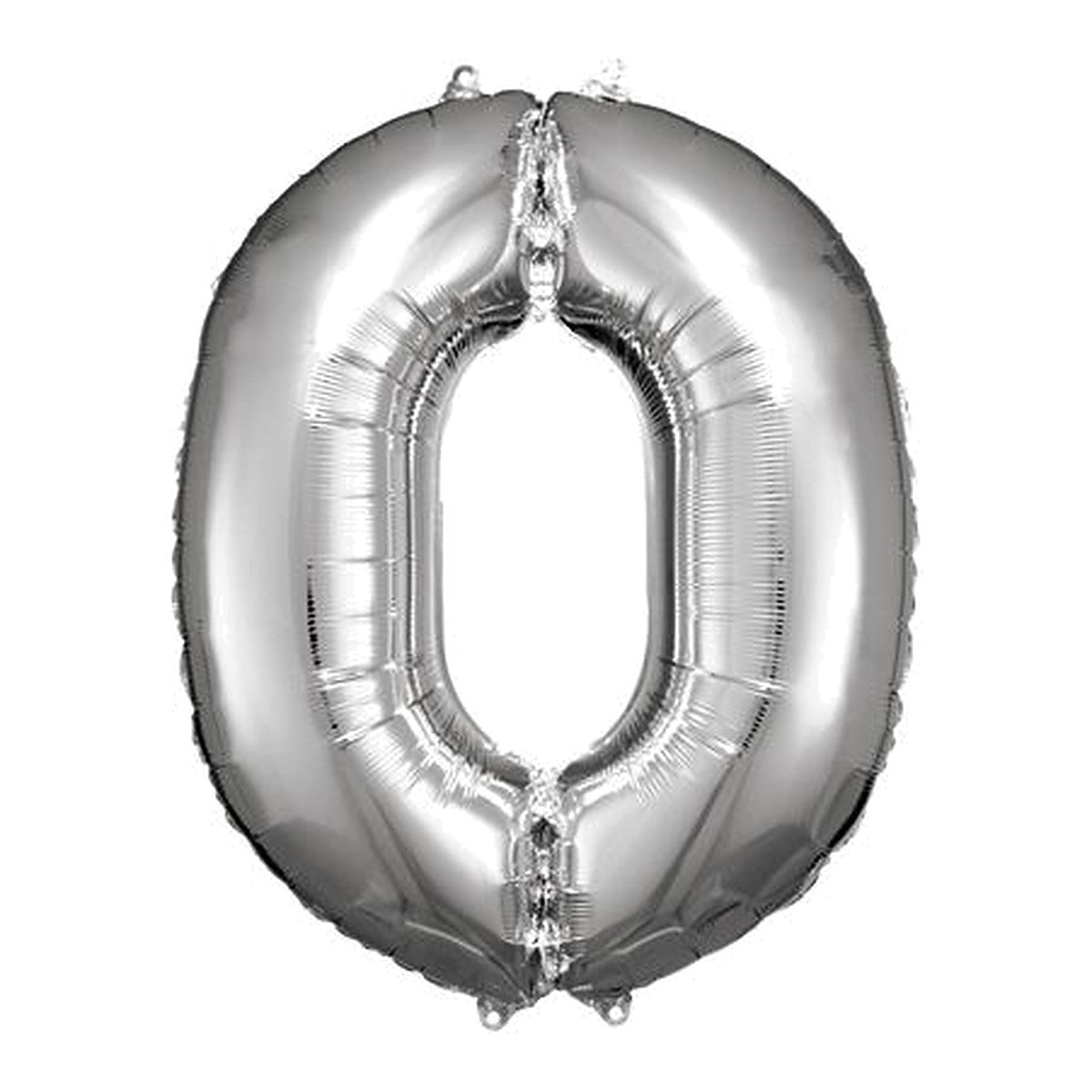 Zahlenballon Silber 0–9 (86 cm) – Zahl 0