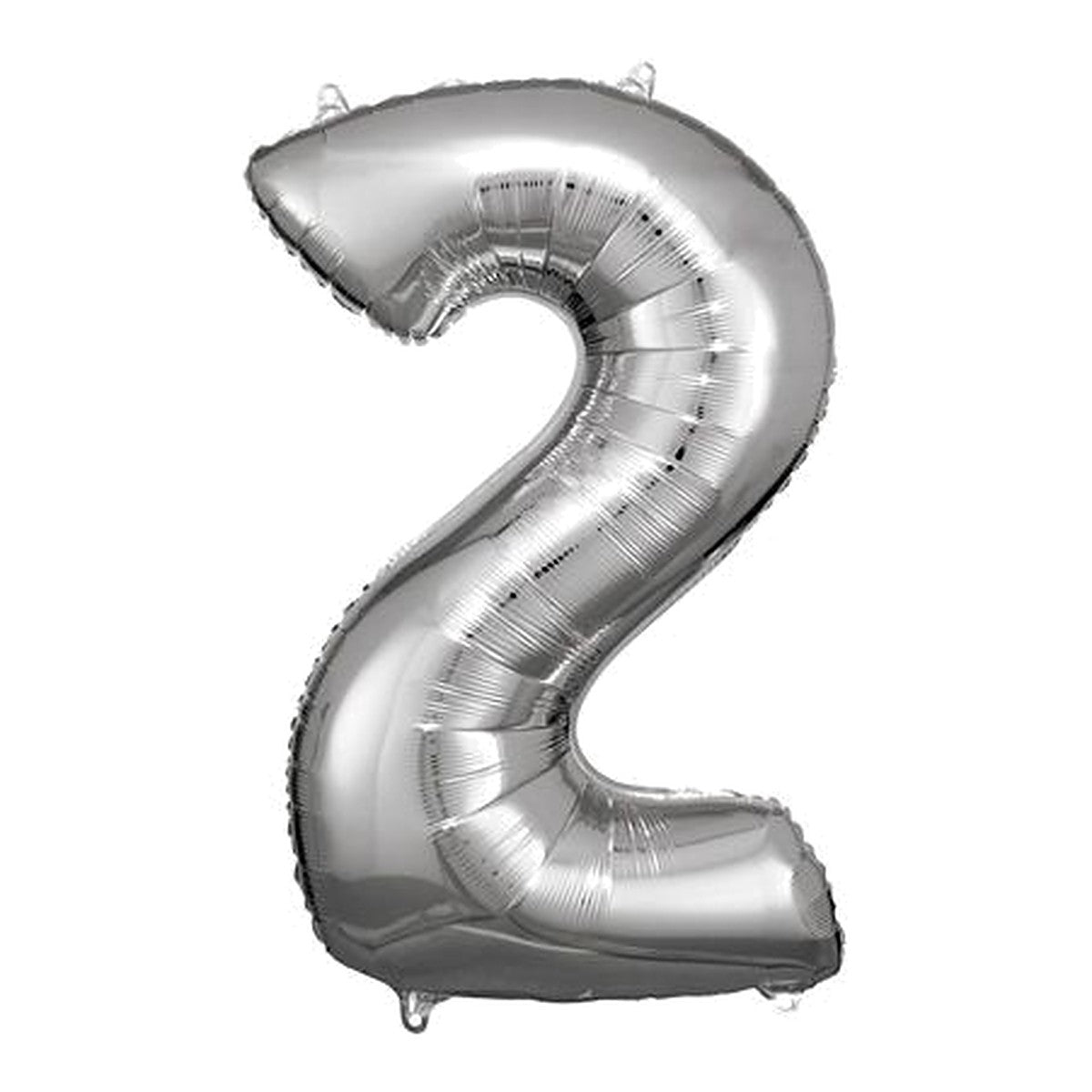 Zahlenballon Silber 0–9 (86 cm) – Zahl 2