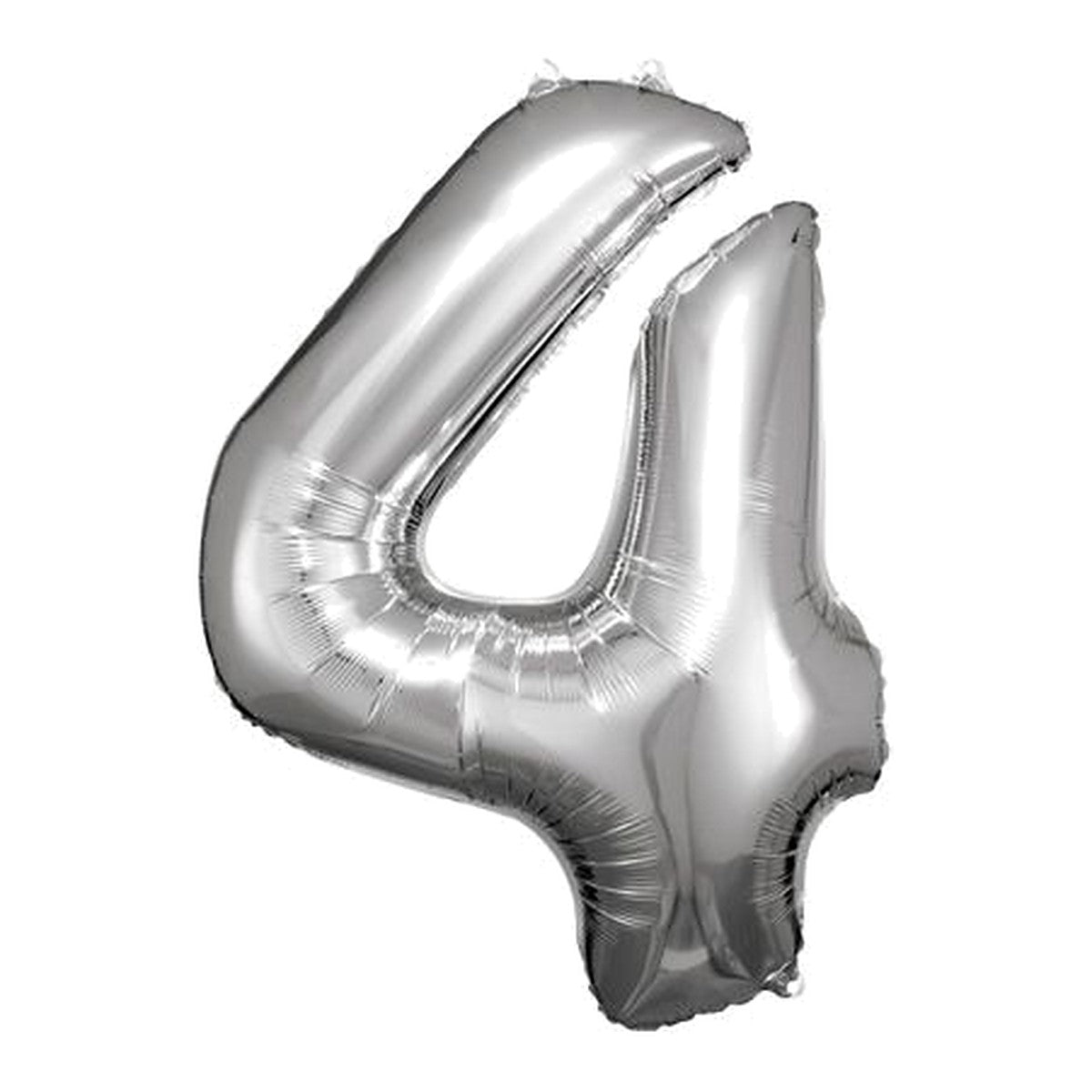 Zahlenballon Silber 0–9 (86 cm) – Zahl 4