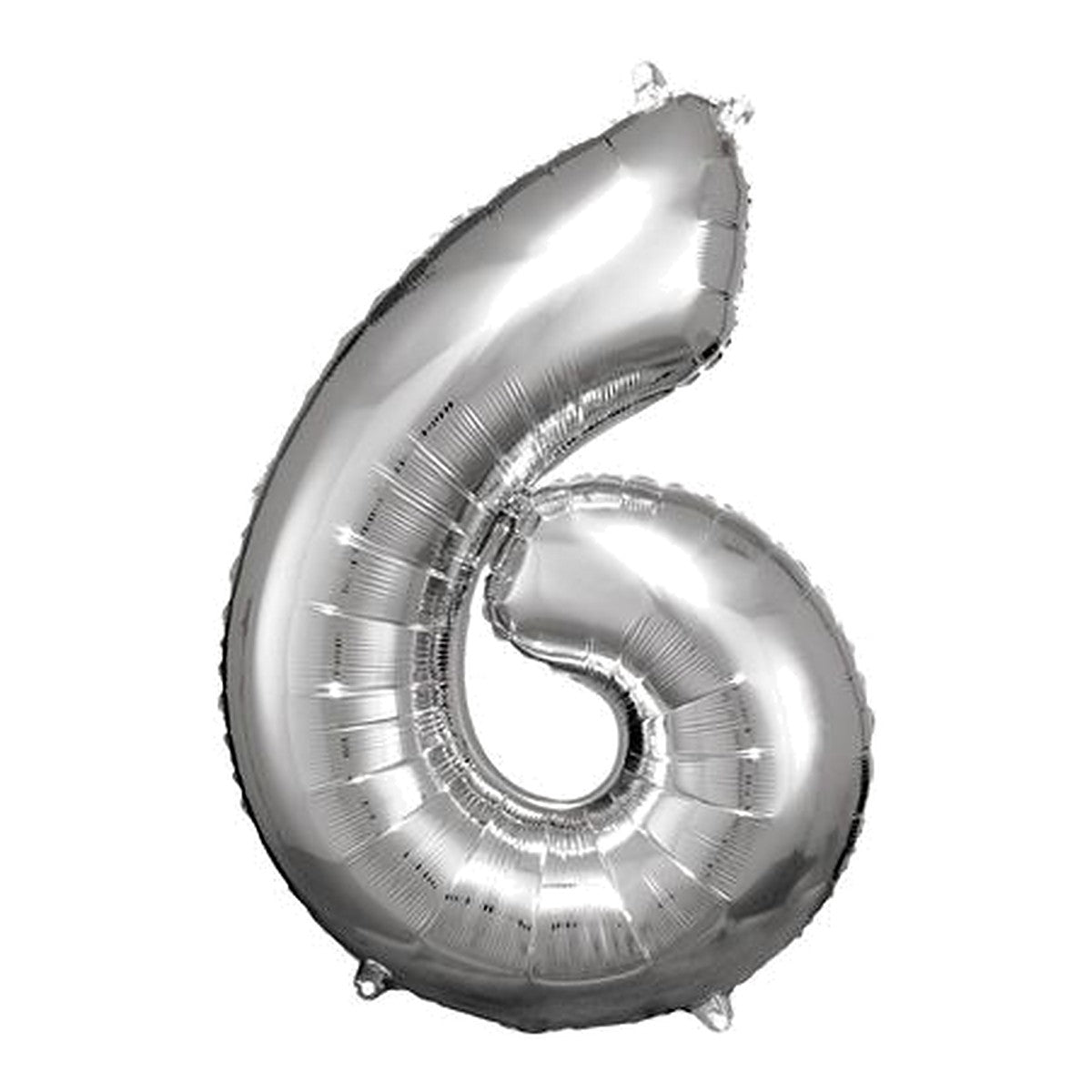 Zahlenballon Silber 0–9 (86 cm) – Zahl 6