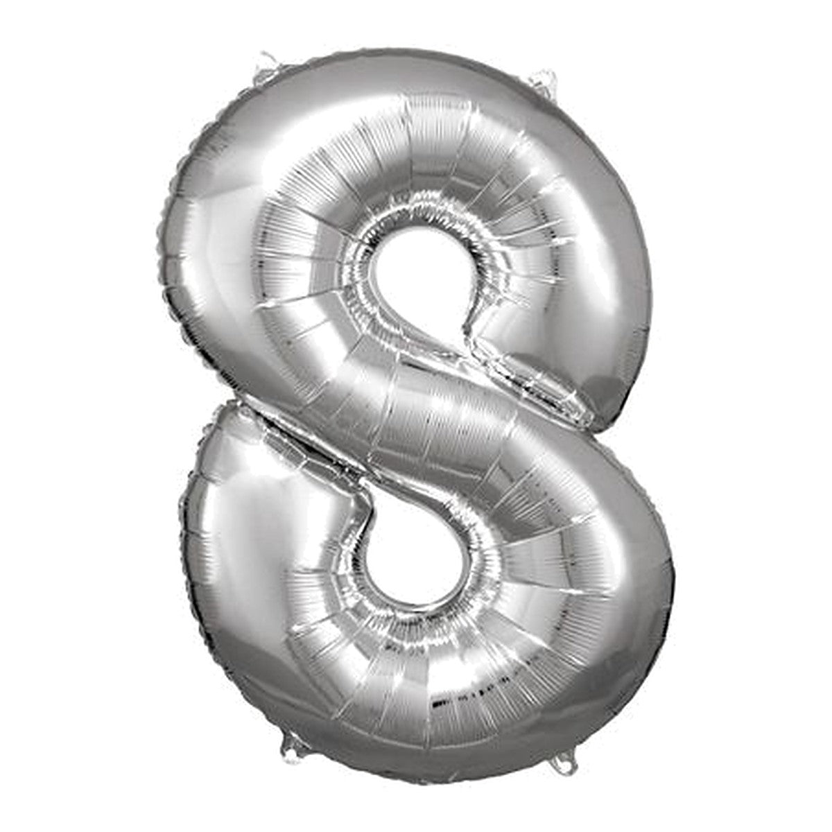 Zahlenballon Silber 0–9 (86 cm) – Zahl 8