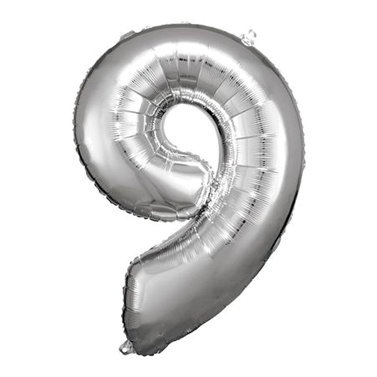 Zahlenballon Silber 0–9 (86 cm) – Zahl 9