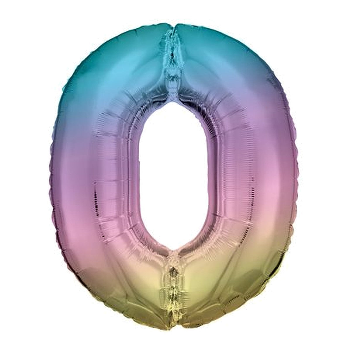 Zahlenballon Regenbogen 0–9 (86 cm) – Zahl 0