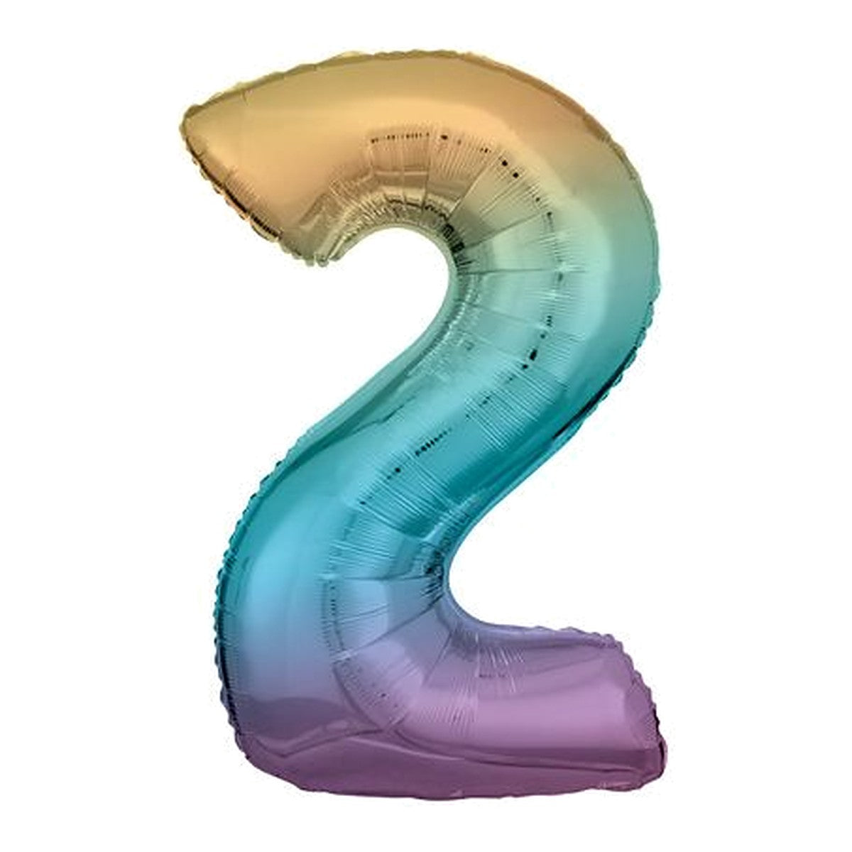 Zahlenballon Regenbogen 0–9 (86 cm) – Zahl 2