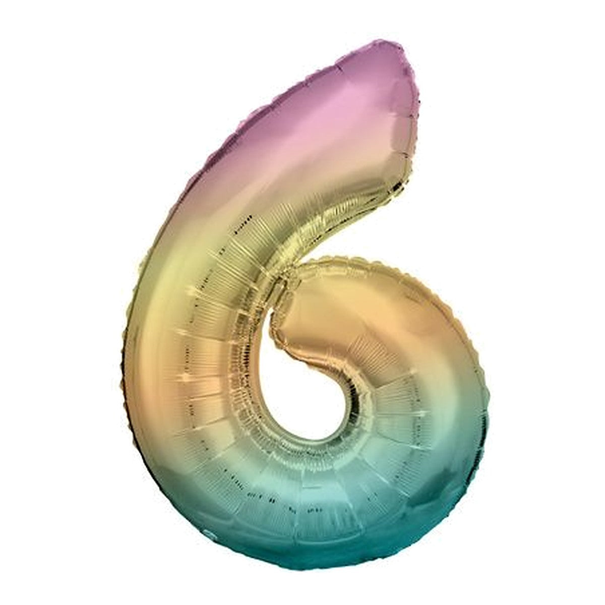 Zahlenballon Regenbogen 0–9 (86 cm) – Zahl 6