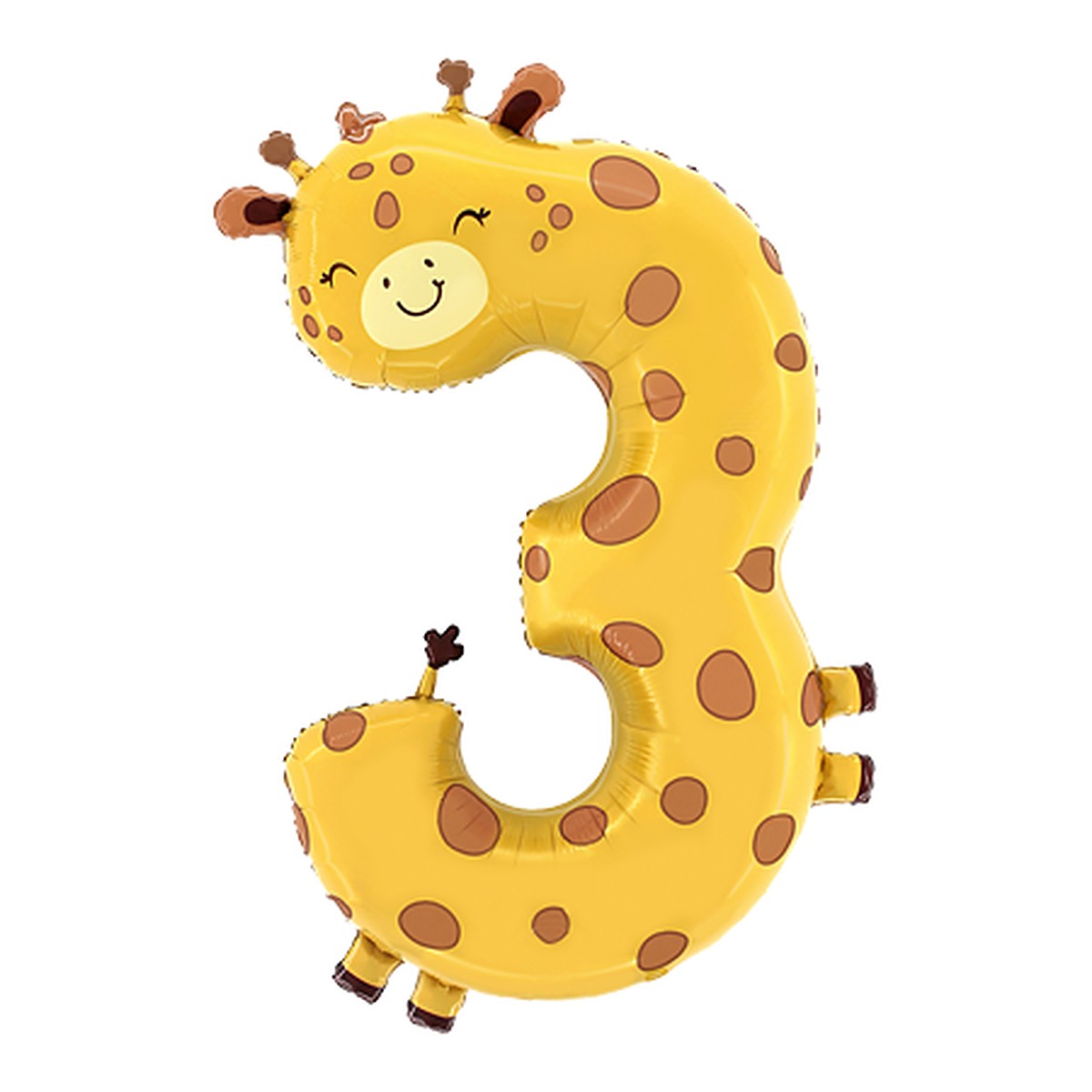 Tier-Zahlenballon 1–6 – Zahl 3 (Giraffe)