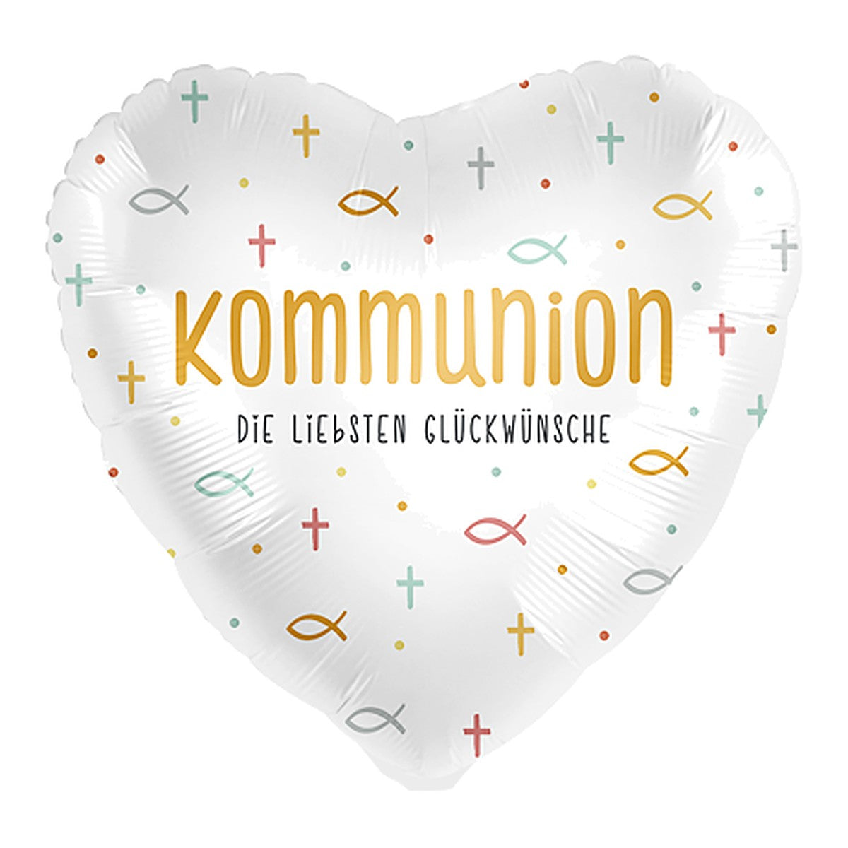 Kommunion Herz Folienballon – Grösse: Midi · ungefüllt