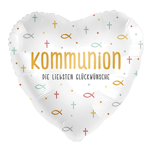 Kommunion Herz Folienballon – Grösse: Midi · ungefüllt