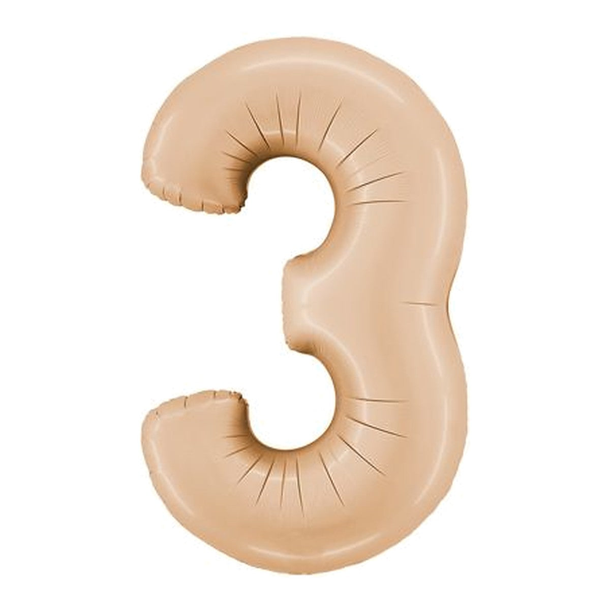 Zahlenballon Beige Satin 0–9 (86 cm) – Zahl 3