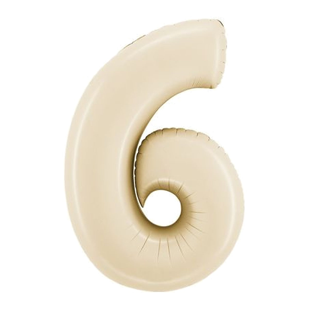 Zahlenballon Creme Satin 0–9 (86 cm) – Zahl 6