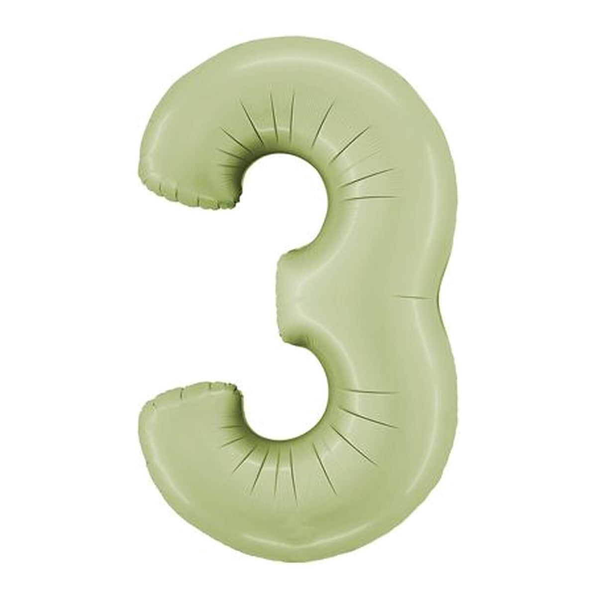 Zahlenballon Olive Satin 0–9 (86 cm) – Zahl 3