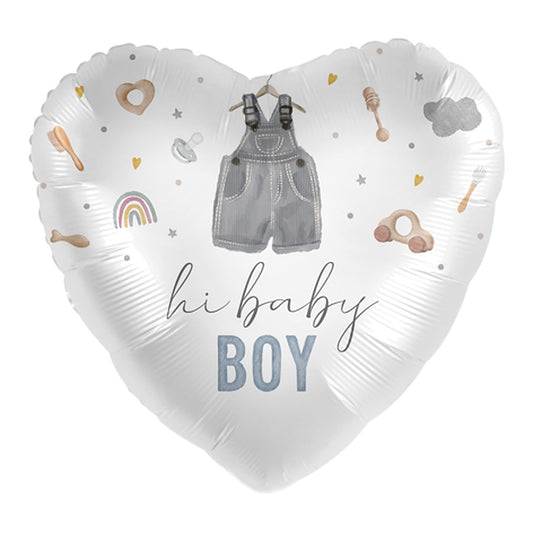 Baby Boy Herz Folienballon – Grösse: Maxi · ungefüllt
