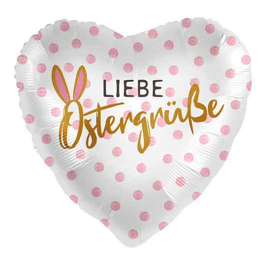 Liebe Ostergrüsse Herz Folienballon – Grösse: Maxi · ungefüllt