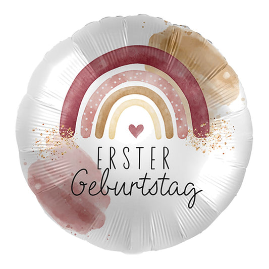 Erster Geburtstag rose Folienballon – Grösse: Midi · ungefüllt