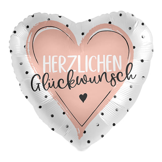 Glückwunsch Herzfolienballon – Grösse: Midi · ungefüllt