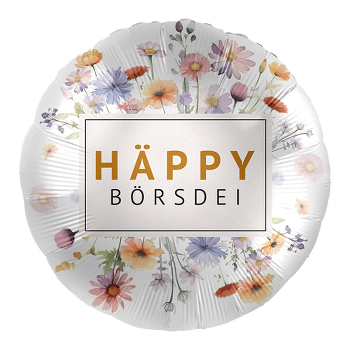 Häppy Börsdei Blueme Folienballon – Grösse: Midi · ungefüllt