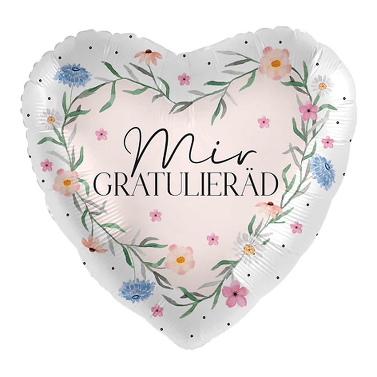 Mir gratulieräd Chranz Herz Folienballon – Grösse: Midi · ungefüllt