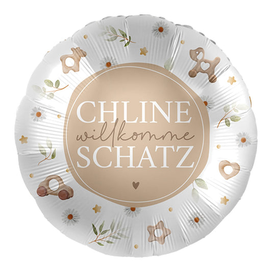 Willkomme chline Schatz Folienballon – Grösse: Midi · ungefüllt