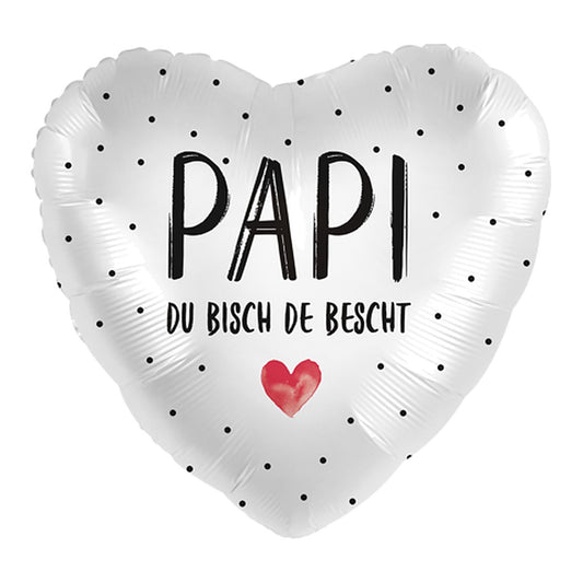 Papi de Bescht Herz Folienballon – Grösse: Midi · ungefüllt