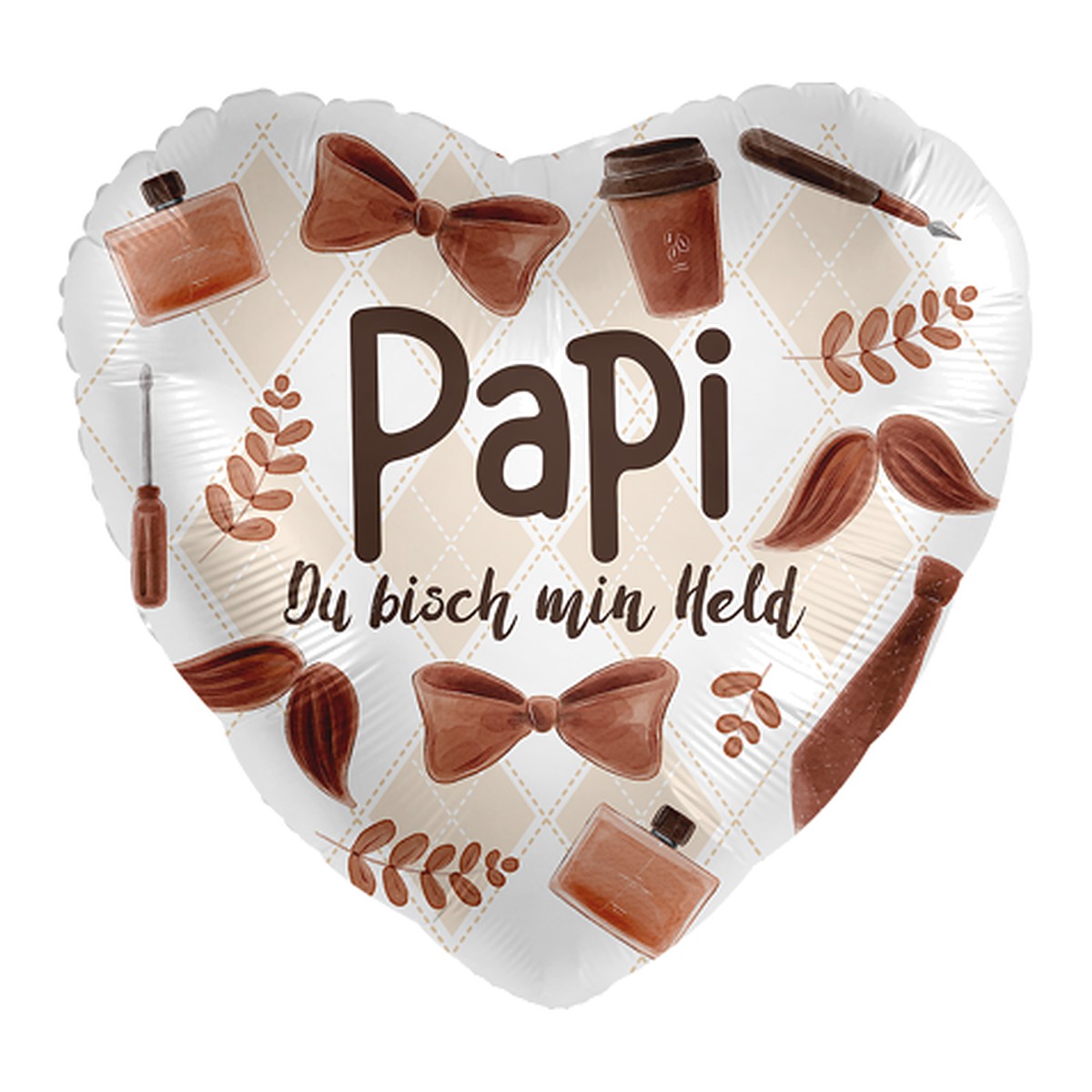 Papi min Held Herz Folienballon – Grösse: Midi · ungefüllt