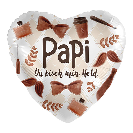 Papi min Held Herz Folienballon – Grösse: Midi · ungefüllt