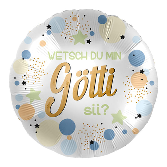 Wetsch du min Götti sii Maxi Folienballon – Grösse: Maxi · ungefüllt