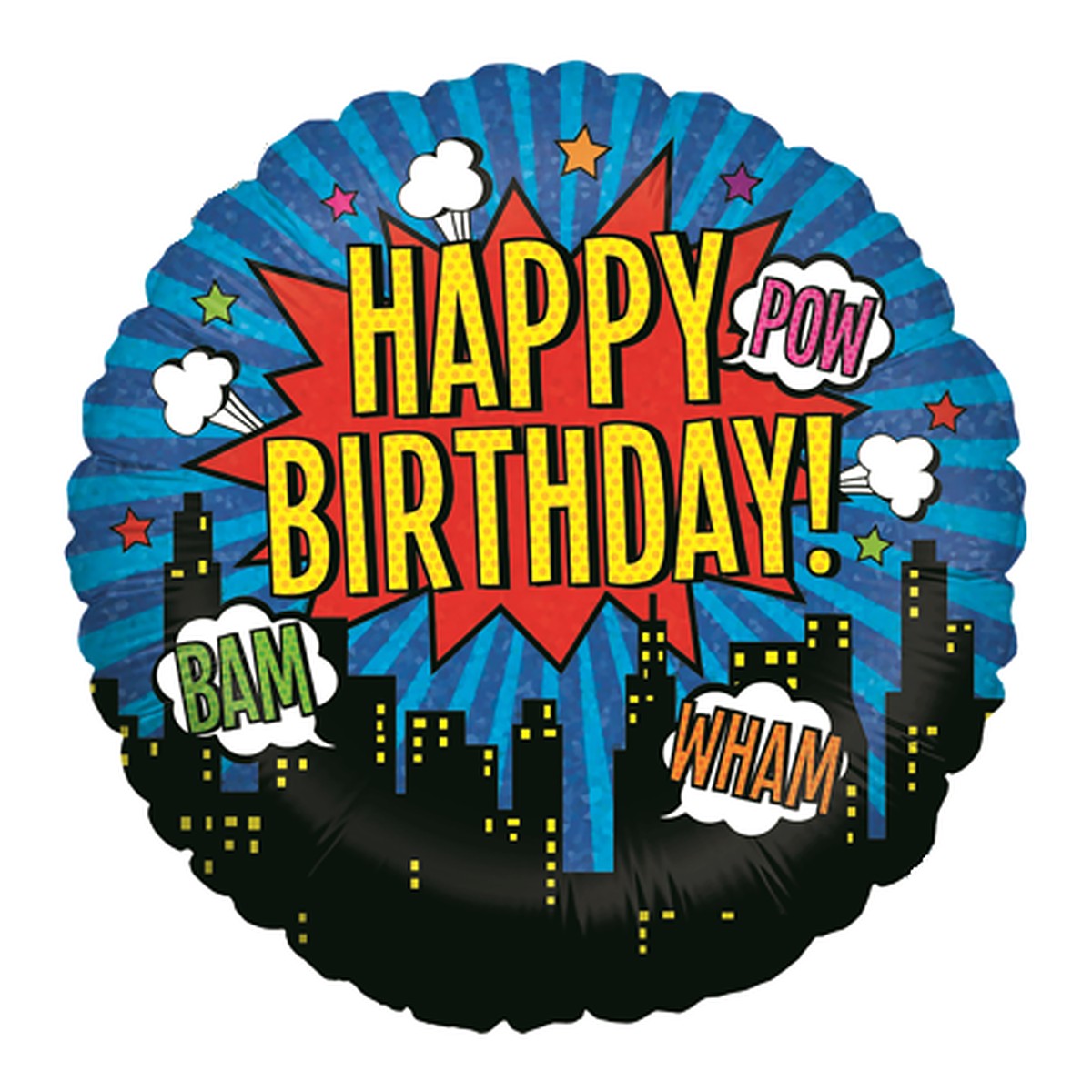 Superhero Happy Birthday Folienballon – Grösse: Midi · ungefüllt