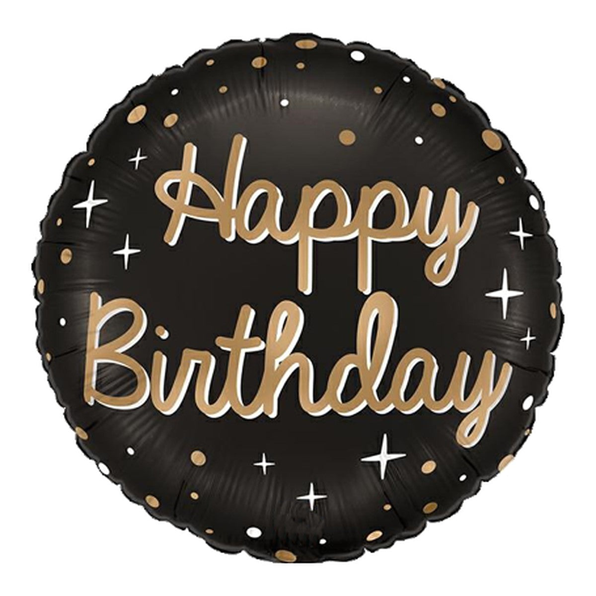 Happy Birthday black gold Folienballon – Grösse: Midi · ungefüllt
