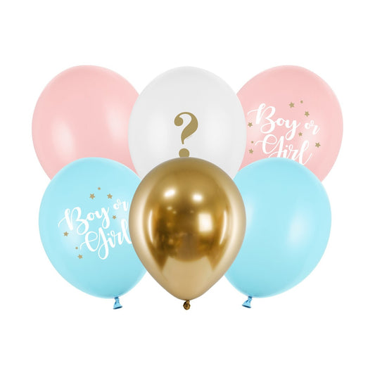 6 Ballons «Boy or Girl» für die Gender Reveal Party