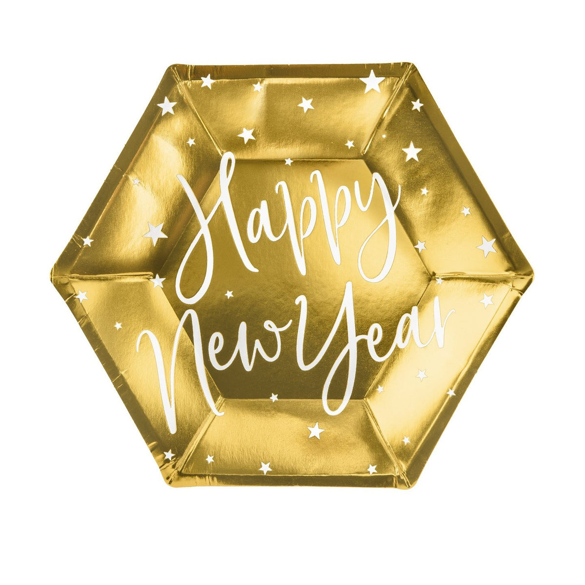 6 Teller «Happy New Year» gold, 20 cm