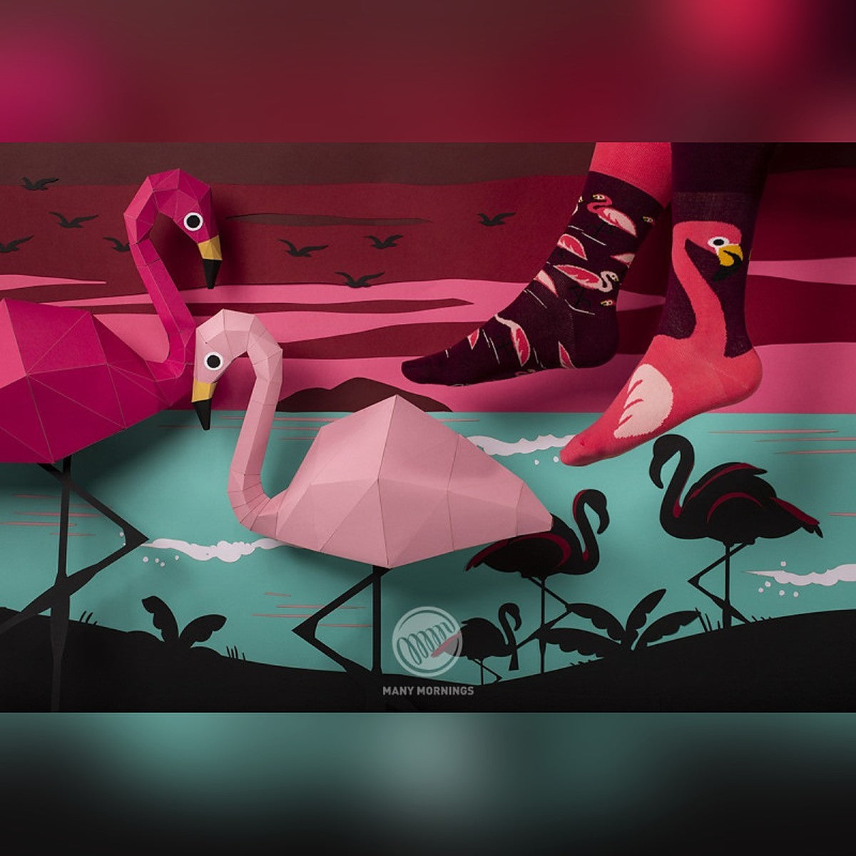 Many Mornings Socken Pink Flamingo – Ansicht 2