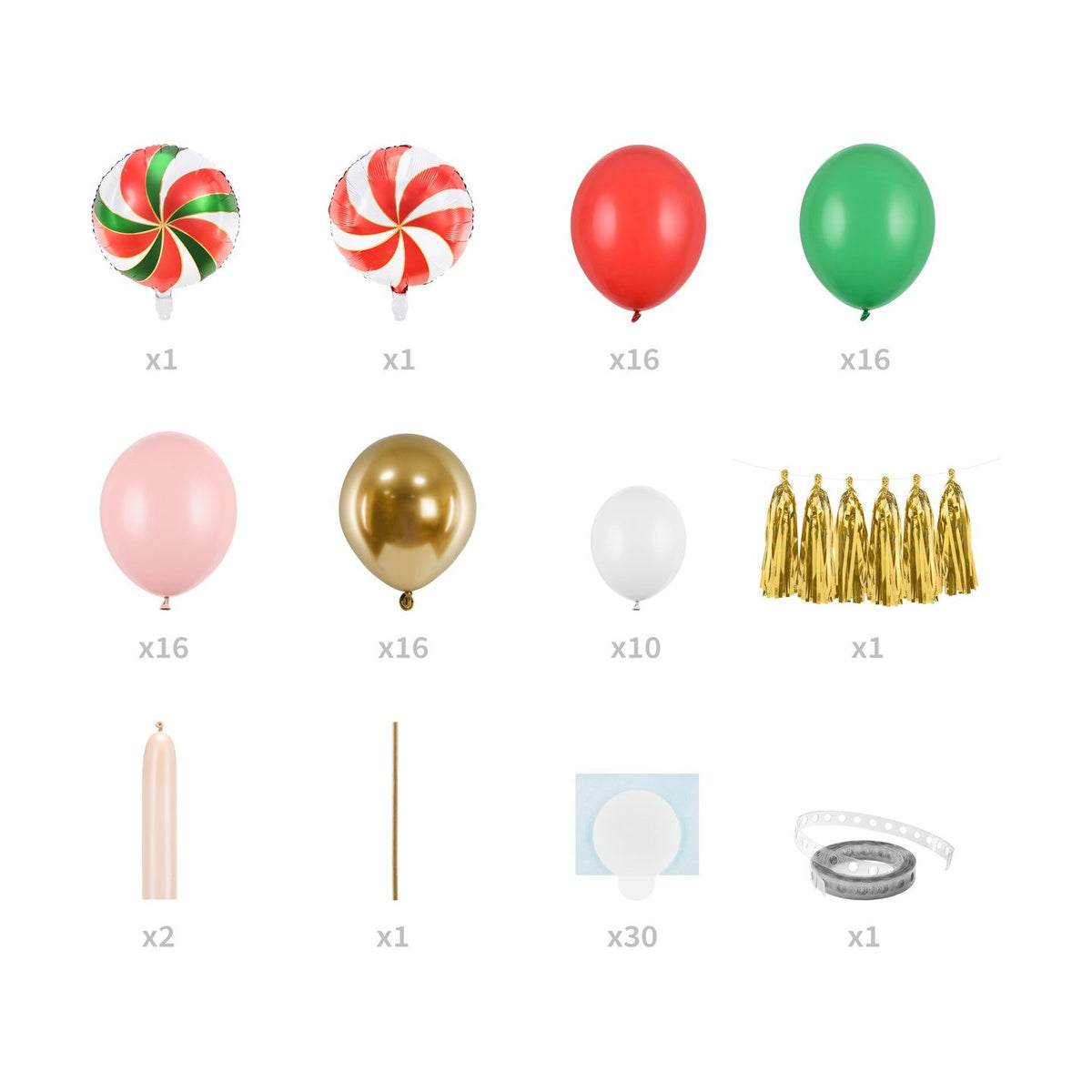 Ballongirlande Weihnachten «Bonbon» 170 cm