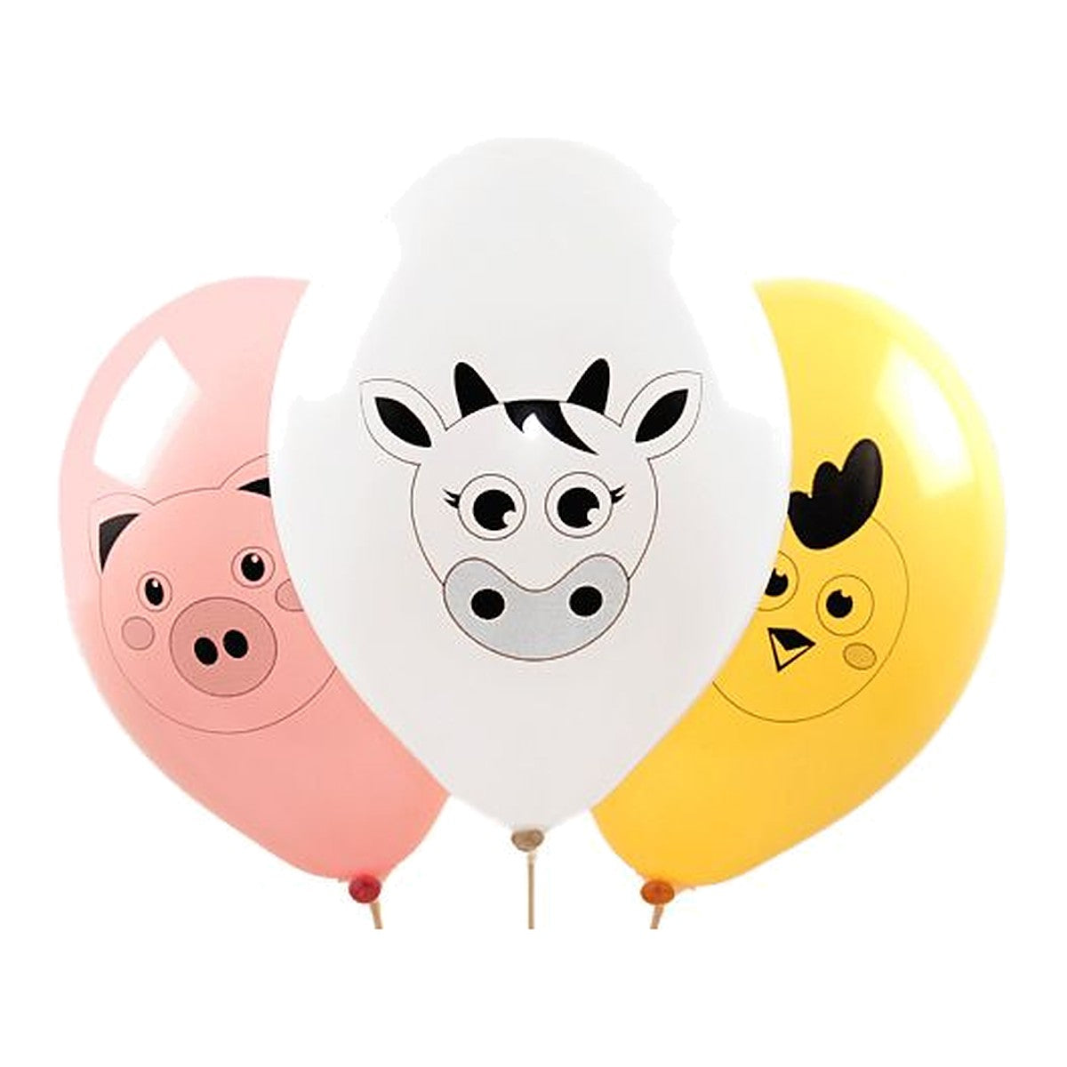 Bauernhoftiere Ballons – Ballons: gemischt - Druck: schwarz - 33 cm