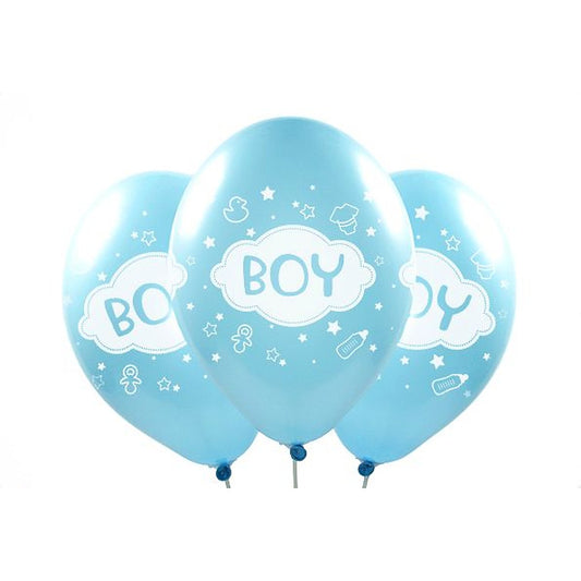 Boy Ballons – Ballons: hellblau - Druck: weiss - 33 cm