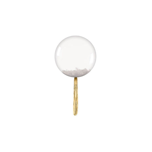 Bubble-Ballon mit weissen Federn 40 cm