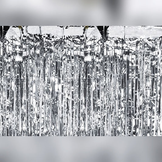 Deko-Vorhang silber – 90 x 250 cm - Lametta