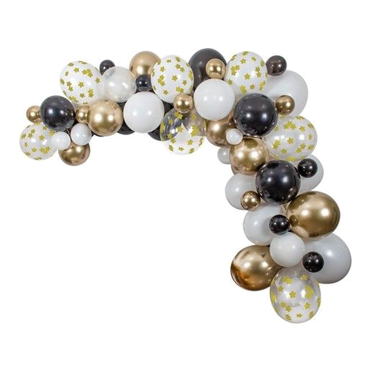 DIY Ballon-Girlande chrome gold & schwarz – 70 Ballons in verschiedenen Grössen; inkl. Ballon-Girlande Band