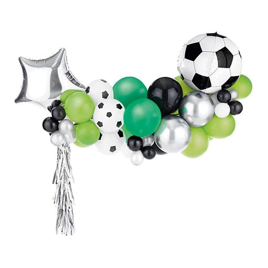 DIY Ballon-Girlande Fussball – komplettes Deko-Set; inkl. Ballon-Girlande Band