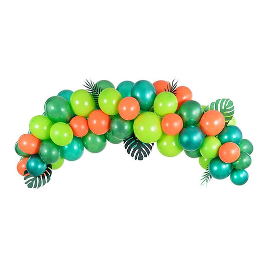 DIY Ballon-Girlande Tropical – 60 Ballons in grün und orange; inkl. Ballon-Girlande Band