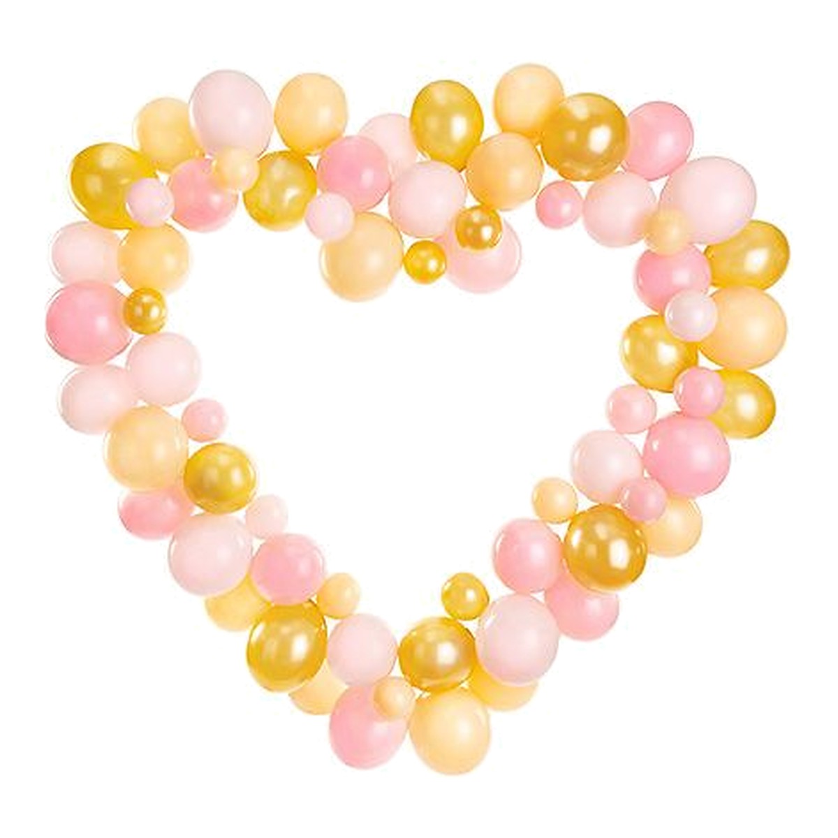 DIY Ballon-Herz rosa – 68 Ballons in rosa & gold; inkl. Kartonrahmen