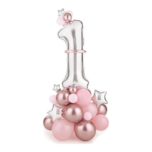 DIY Ballon-Säule 1 rosa – 90 x140 cm; inkl. Ballon-Girlande Band