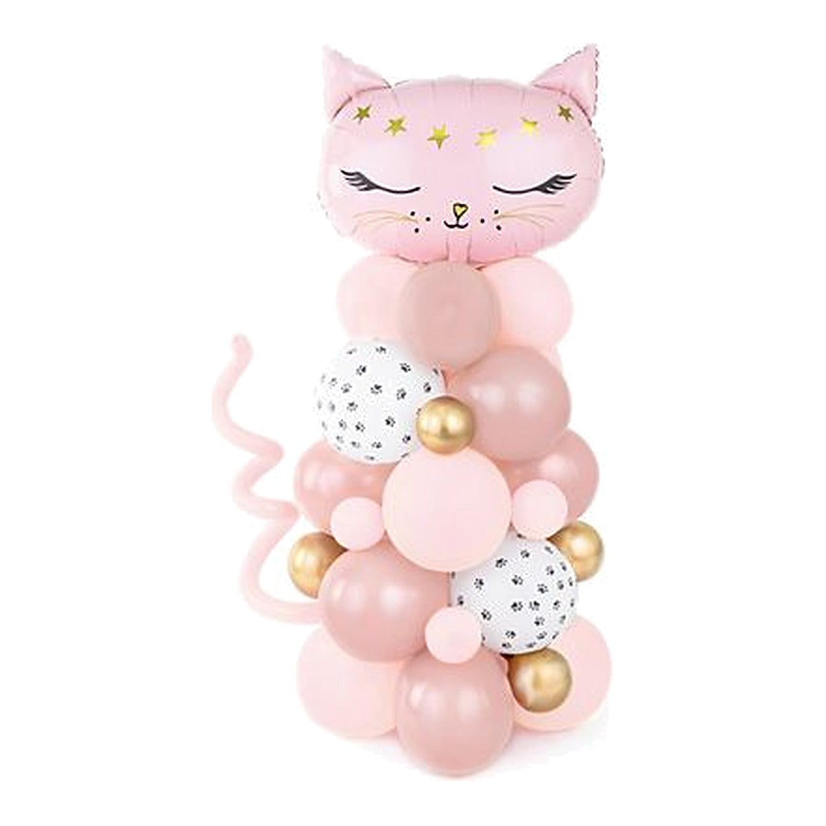 DIY Ballon-Säule Katze rosa – 80 x140 cm; inkl. Ballon-Girlande Band