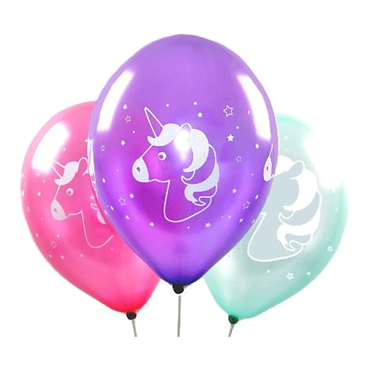 Einhorn Ballons – Ballons: gemischt - Druck: weiss - 33 cm